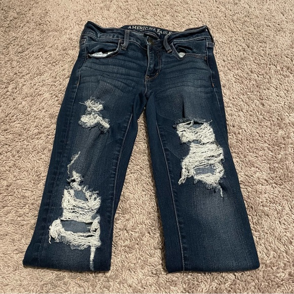 American eagle ripped jeggings blue size 2 inseam 25” - Picture 2 of 6